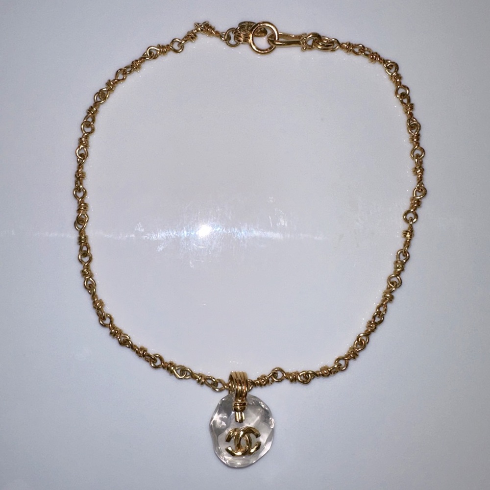 CHANEL Vintage Large Crystal Drop Necklace with CC Logo - Picture 1 of 4